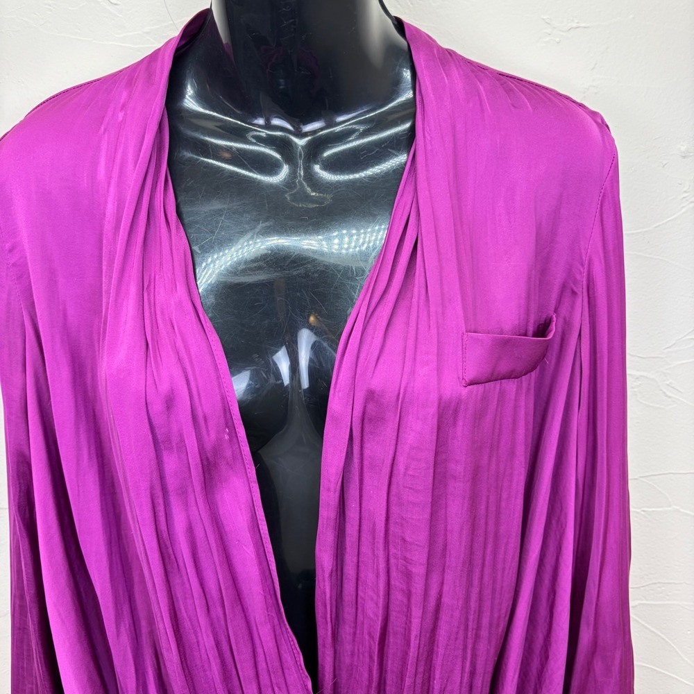 Torrid Womens Magenta Purple Surplice Draped V-Neck Blouse Silky Sexy 00 L - Picture 2 of 13
